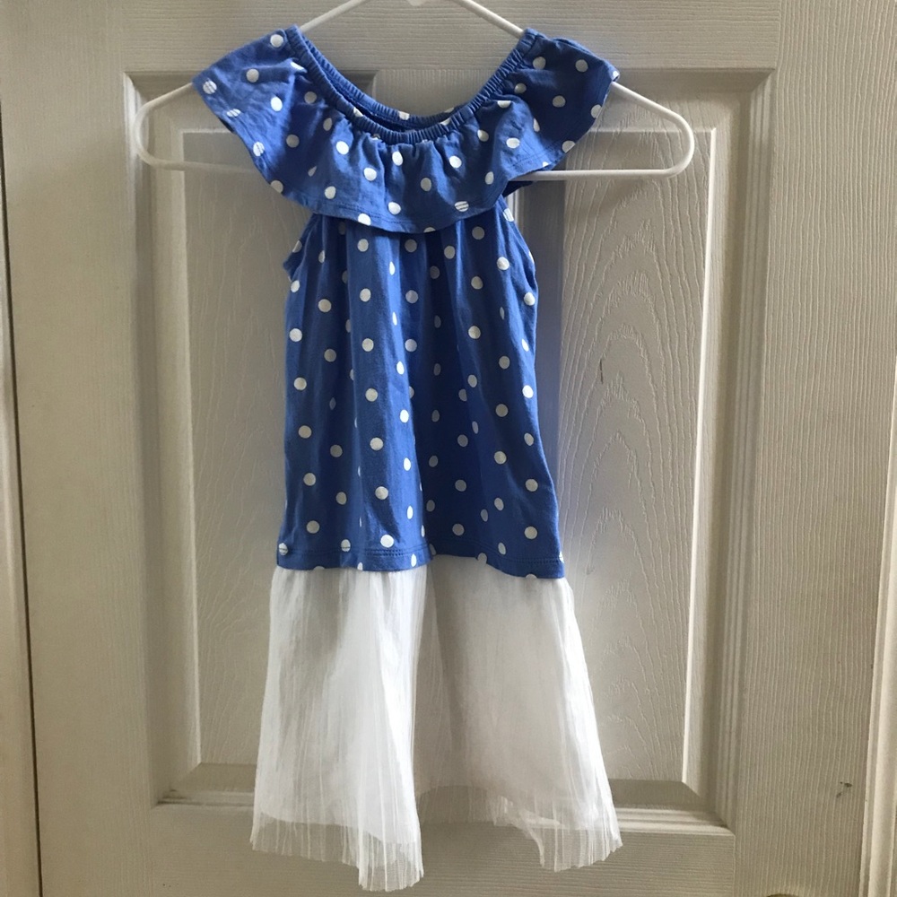 Little Girls Polka Dot Blue and White Dress Size 5